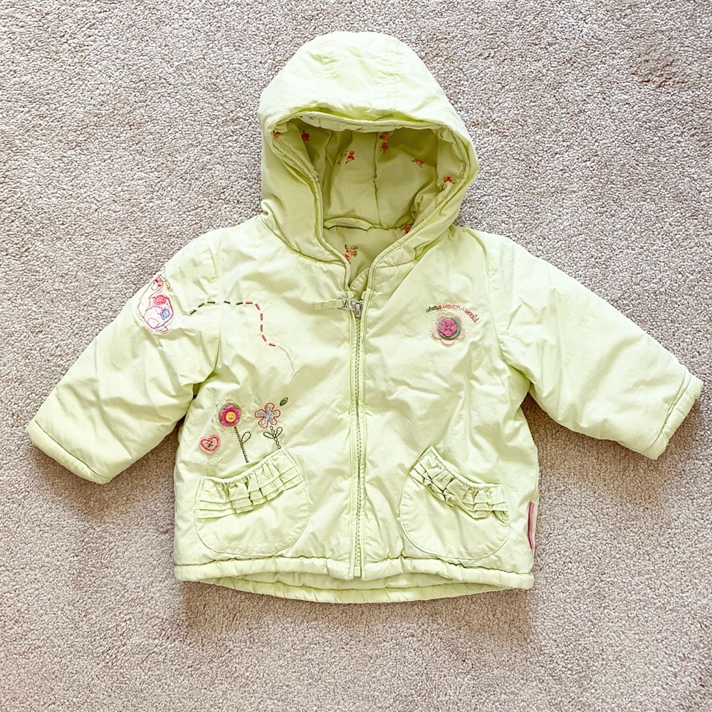 Lime Baby Girls’ embroidered floral coat